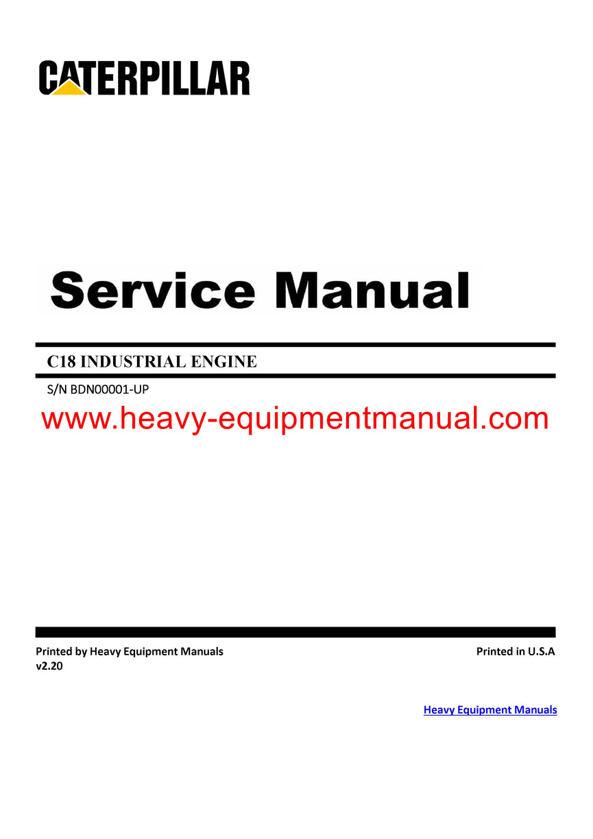 Download Caterpillar C18 INDUSTRIAL ENGINE Service Repair Manual BDN