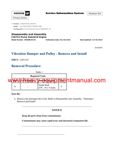 DOWNLOAD CATERPILLAR C18 INDUSTRIAL ENGINE SERVICE REPAIR MANUAL NBB