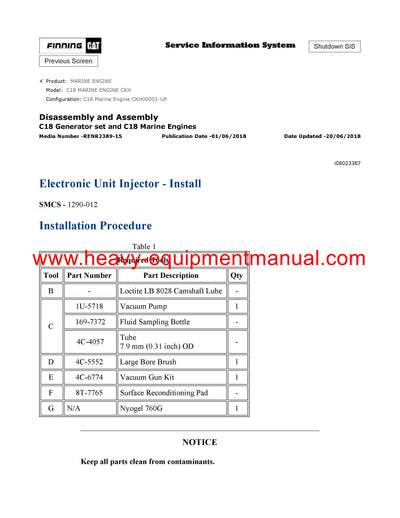 DOWNLOAD CATERPILLAR C18 MARINE ENGINE SERVICE REPAIR MANUAL CKH