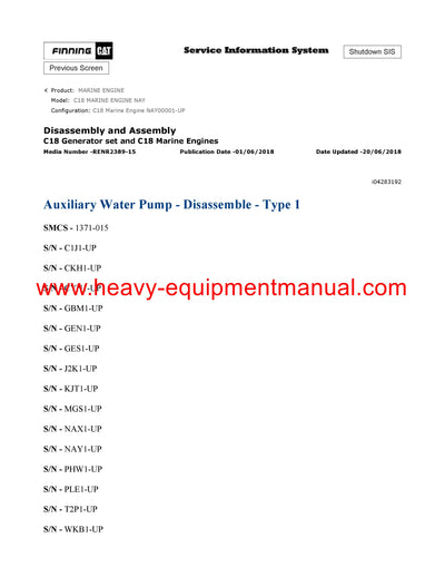 DOWNLOAD CATERPILLAR C18 MARINE ENGINE SERVICE REPAIR MANUAL NAY