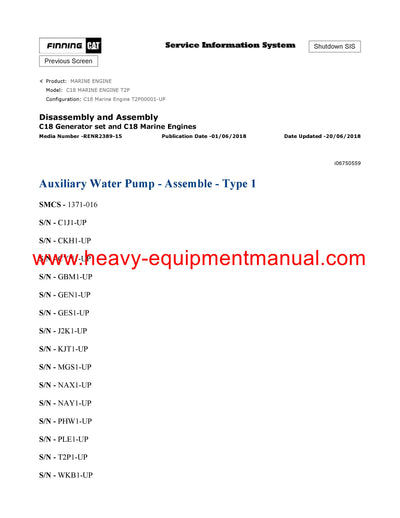 DOWNLOAD CATERPILLAR C18 MARINE ENGINE SERVICE REPAIR MANUAL T2P