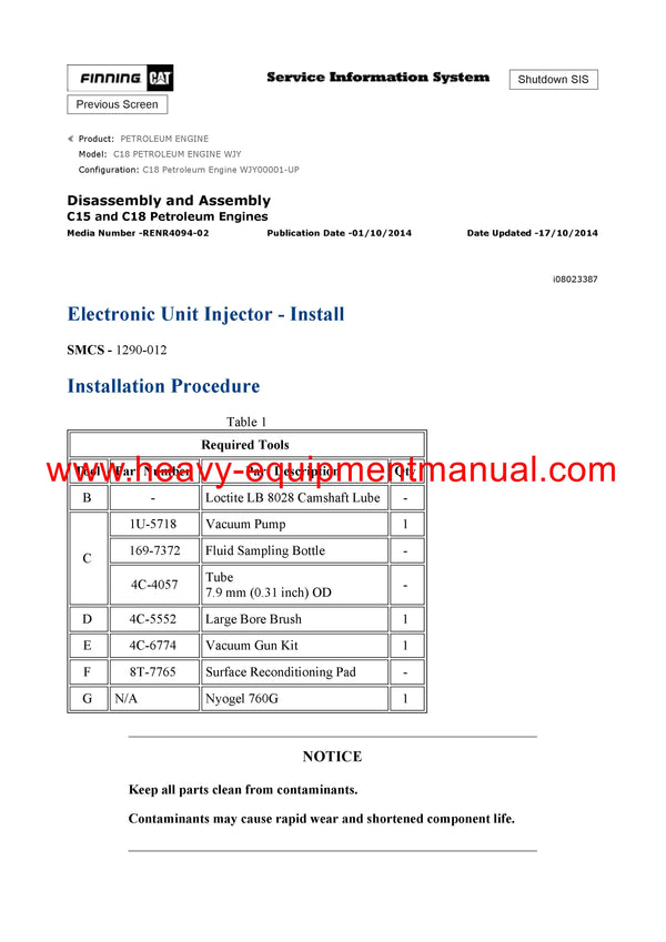 DOWNLOAD CATERPILLAR C18 PETROLEUM ENGINE SERVICE REPAIR MANUAL WJY