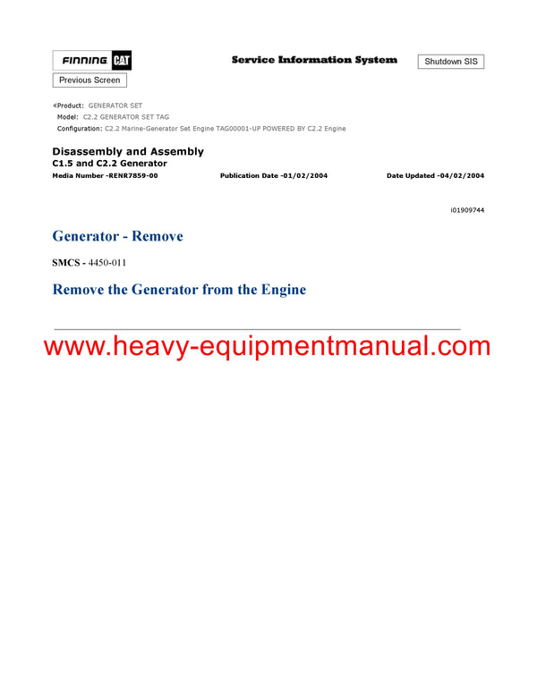 Download Caterpillar C2.2 GENERATOR SET Service Repair Manual TAG