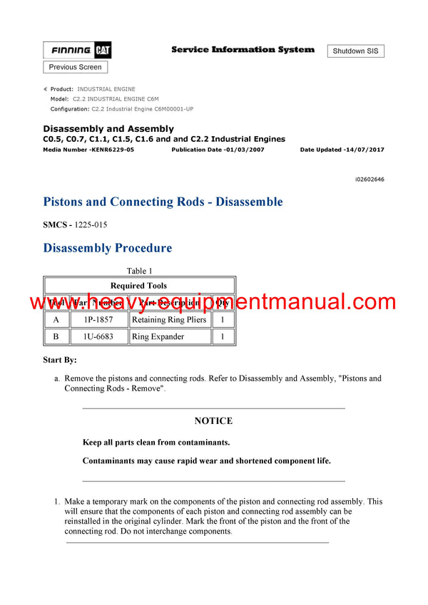 Download Caterpillar C2.2 INDUSTRIAL ENGINE Service Repair Manual C6M