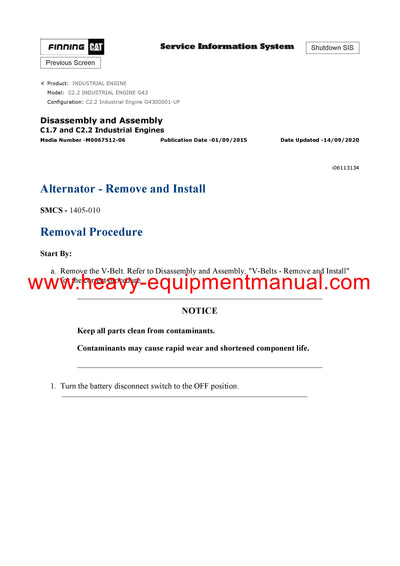 DOWNLOAD CATERPILLAR C2.2 INDUSTRIAL ENGINE SERVICE REPAIR MANUAL G43