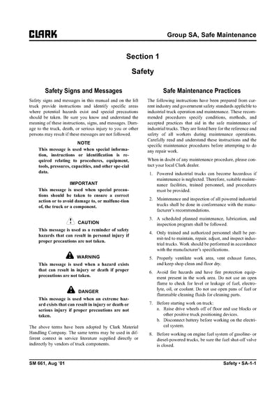 Clark C20-30 DLG C20-32C LG (SM-661) Forklift Service Repair Manual - PDF Download
