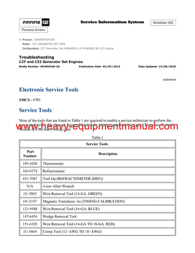 DOWNLOAD CATERPILLAR C27 GENERATOR SET SERVICE REPAIR MANUAL DWB