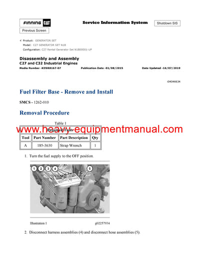 Download Caterpillar C27 GENERATOR SET Service Repair Manual N1B