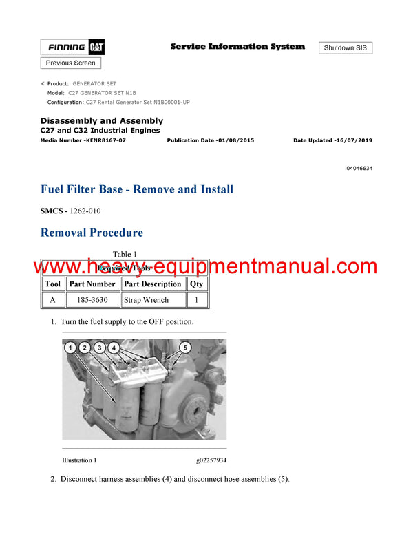 Download Caterpillar C27 GENERATOR SET Service Repair Manual N1B