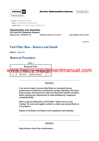 Download Caterpillar C27 INDUSTRIAL ENGINE Service Repair Manual TWM