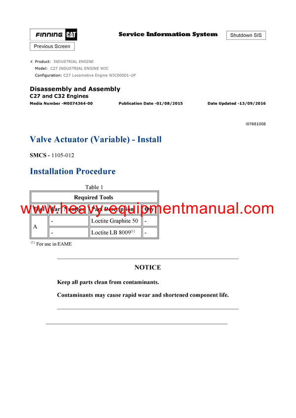Download Caterpillar C27 INDUSTRIAL ENGINE Service Repair Manual WJC