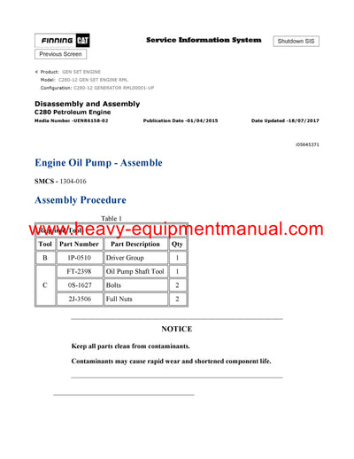 DOWNLOAD CATERPILLAR C280-12 GEN SET ENGINE SERVICE REPAIR MANUAL RML