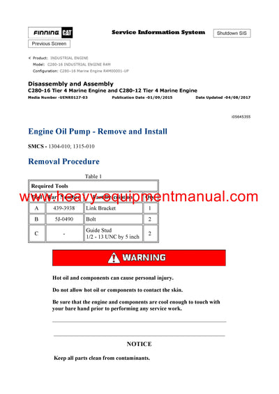 DOWNLOAD CATERPILLAR C280-16 INDUSTRIAL ENGINESERVICE REPAIR MANUAL R4M