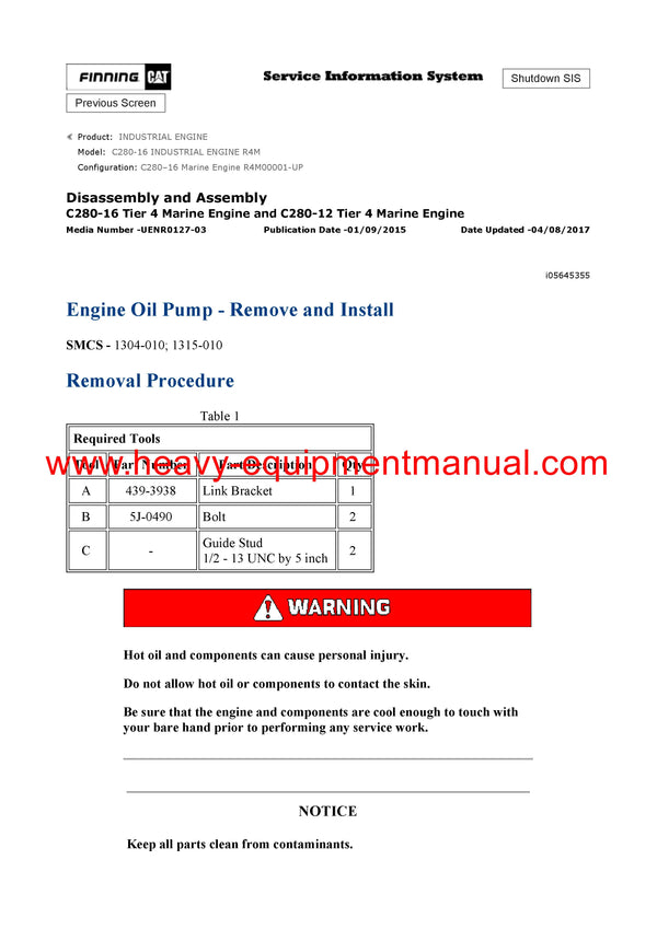 DOWNLOAD CATERPILLAR C280-16 INDUSTRIAL ENGINE  SERVICE REPAIR MANUAL R4M