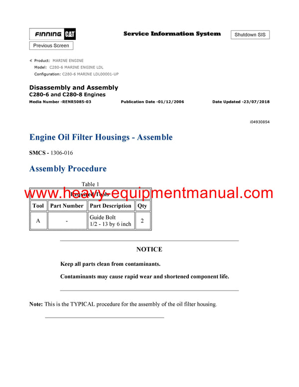 Download Caterpillar C280-6 MARINE ENGINE Service Repair Manual LDL