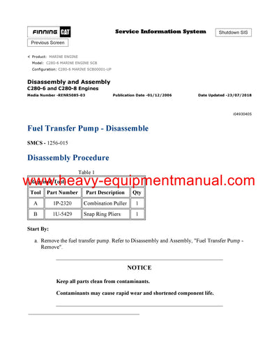 DOWNLOAD CATERPILLAR C280-6 MARINE ENGINE SERVICE REPAIR MANUAL SCB