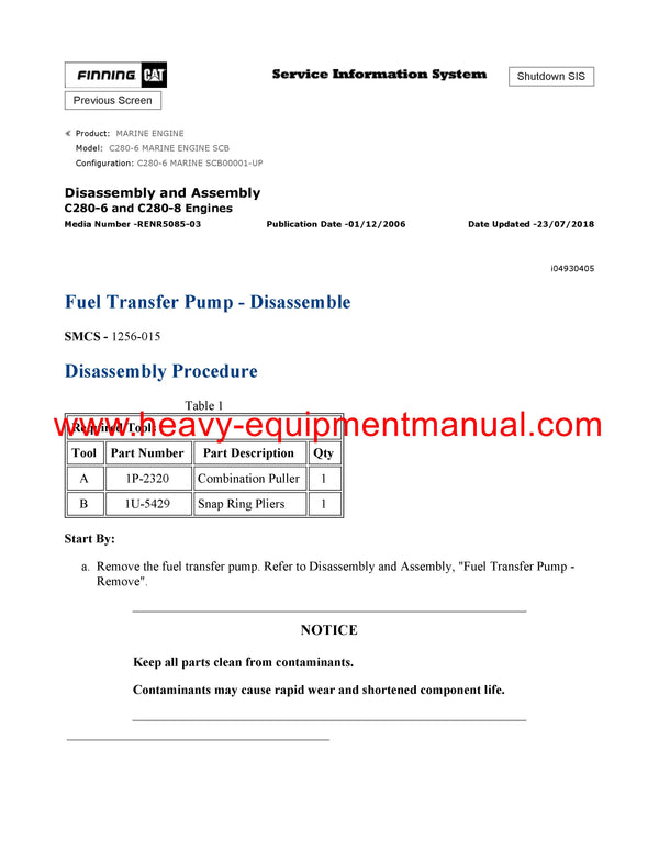 DOWNLOAD CATERPILLAR C280-6 MARINE ENGINE SERVICE REPAIR MANUAL SCB