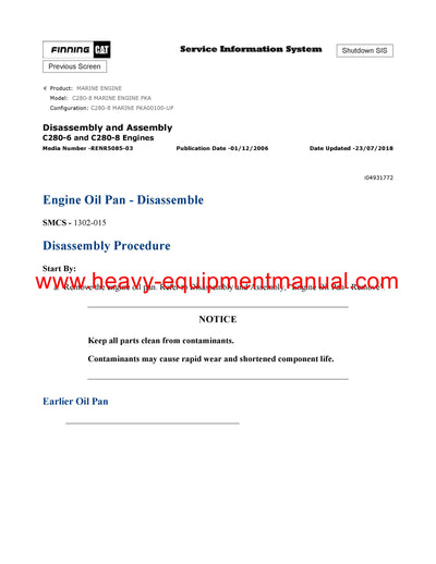 DOWNLOAD CATERPILLAR C280-8 MARINE ENGINE SERVICE REPAIR MANUAL PKA