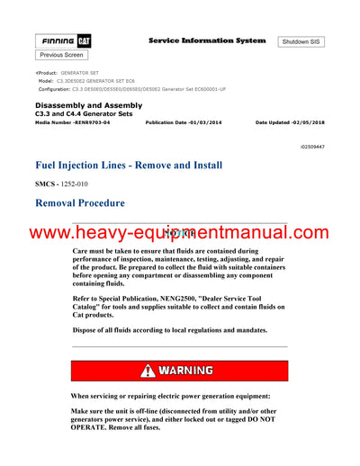 DOWNLOAD CATERPILLAR C3.3DE50E2 GENERATOR SET SERVICE REPAIR MANUAL EC6