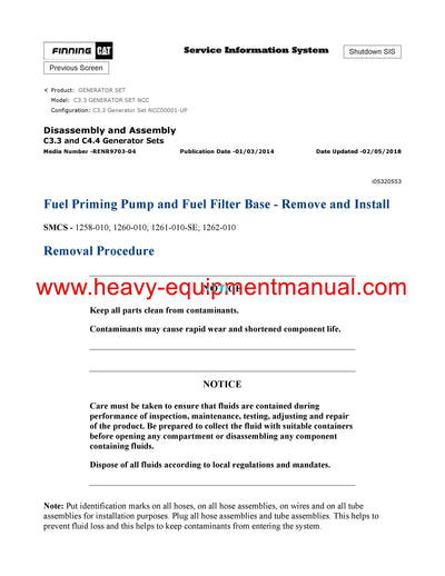 DOWNLOAD CATERPILLAR C3.3 GENERATOR SET SERVICE REPAIR MANUAL NCC