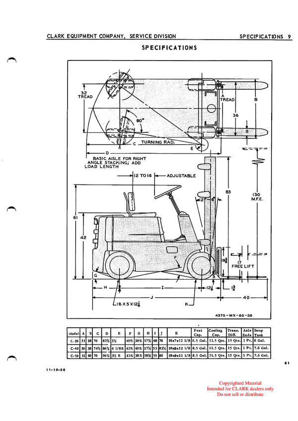 Clark C 30 40 50 (OCM-81) Forklift Maintenance Manual - PDF Download
