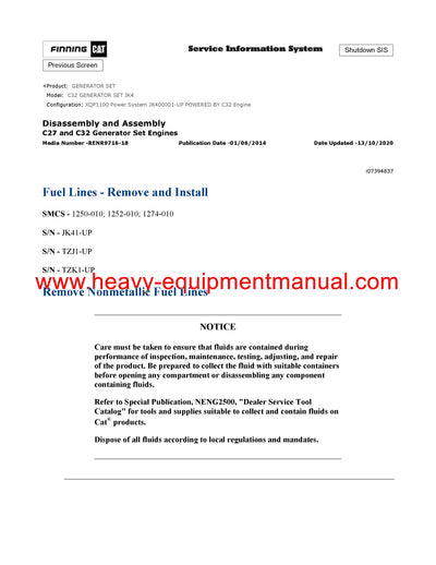 DOWNLOAD CATERPILLAR C32 GENERATOR SET SERVICE REPAIR MANUAL JK4