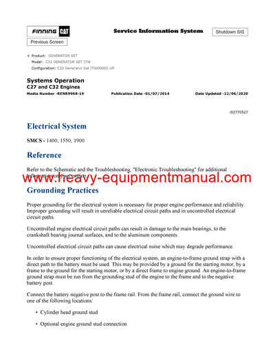 DOWNLOAD CATERPILLAR C32 GENERATOR SET SERVICE REPAIR MANUAL JTW