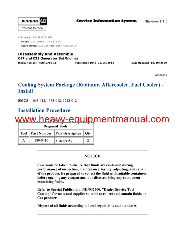 Download Caterpillar C32 GENERATOR SET Service Repair Manual K7C
