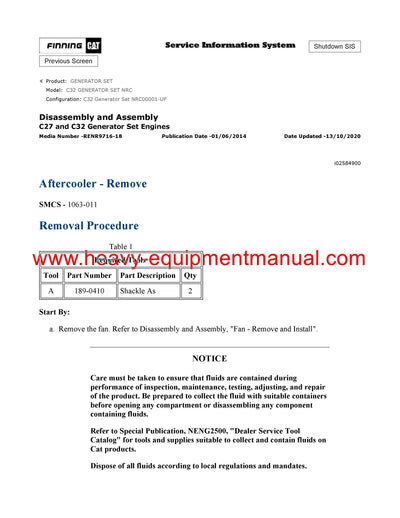 DOWNLOAD CATERPILLAR C32 GENERATOR SET SERVICE REPAIR MANUAL NRC
