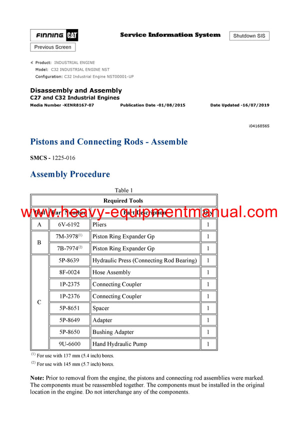 DOWNLOAD CATERPILLAR C32 INDUSTRIAL ENGINE SERVICE REPAIR MANUAL NST