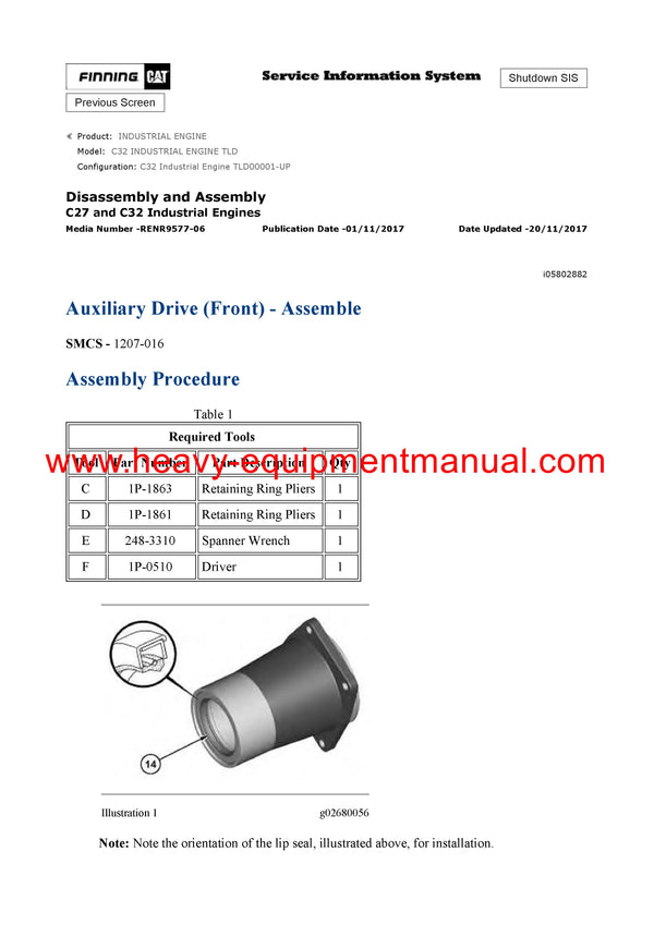 Download Caterpillar C32 INDUSTRIAL ENGINE Service Repair Manual TLD