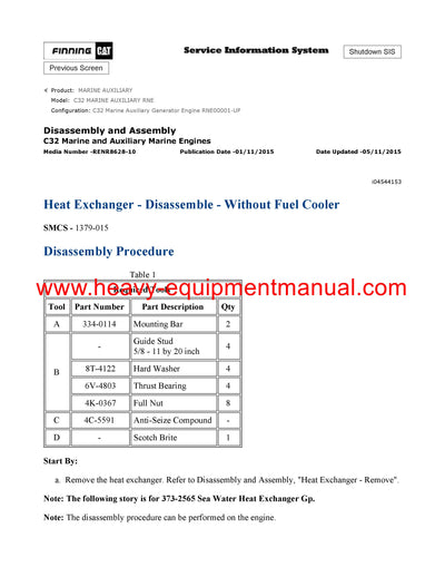 Download Caterpillar C32 MARINE AUXILIARY Service Repair Manual RNE
