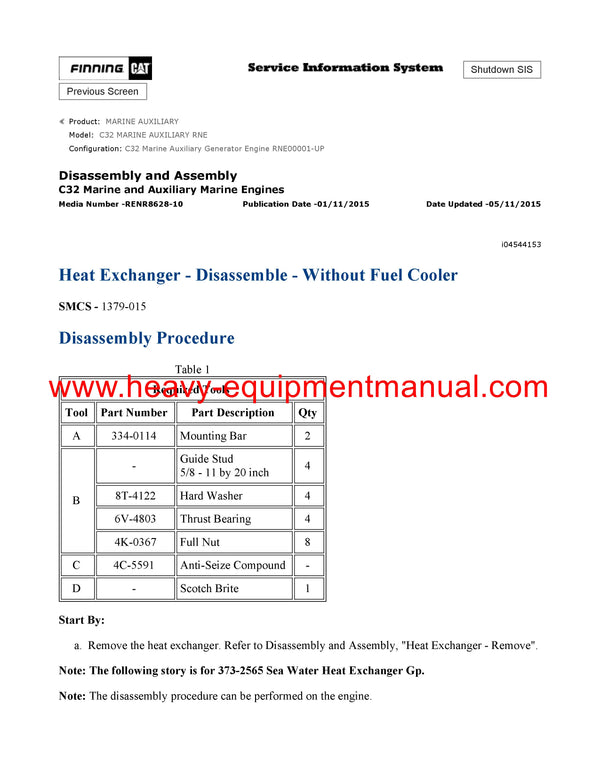 Download Caterpillar C32 MARINE AUXILIARY Service Repair Manual RNE