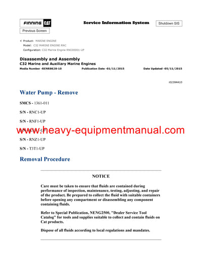 DOWNLOAD CATERPILLAR C32 MARINE ENGINE SERVICE REPAIR MANUAL RNC