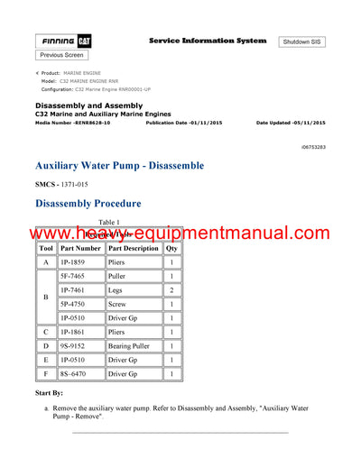 DOWNLOAD CATERPILLAR C32 MARINE ENGINE SERVICE REPAIR MANUAL RNR