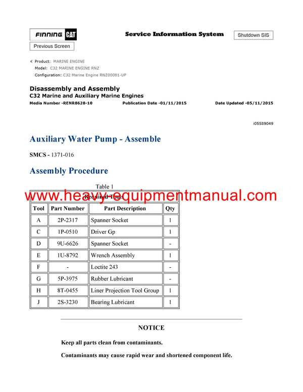 Download Caterpillar C32 MARINE ENGINE Service Repair Manual RNZ