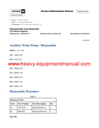 DOWNLOAD CATERPILLAR C32 MARINE ENGINE SERVICE REPAIR MANUAL RPM