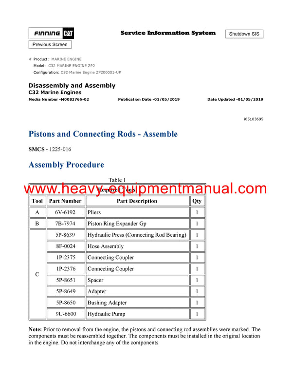 DOWNLOAD CATERPILLAR C32 MARINE ENGINE SERVICE REPAIR MANUAL ZP2