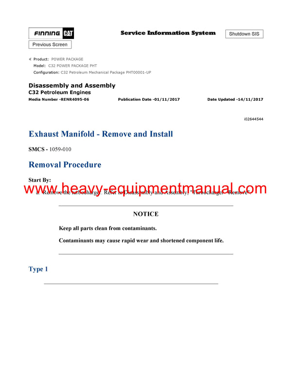 Download Caterpillar C32 POWER PACKAGE Service Repair Manual PHT
