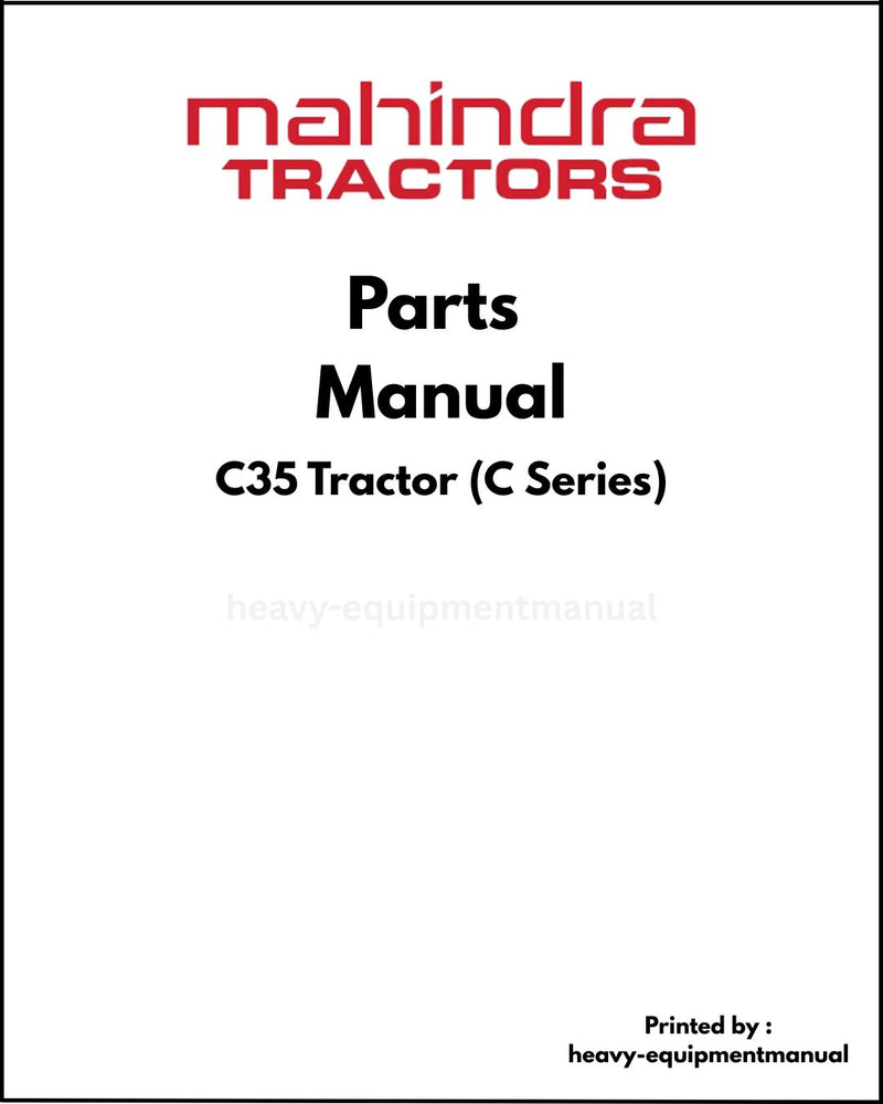 Mahindra C35 Tractor (C Series) Parts Manual - PDF Download