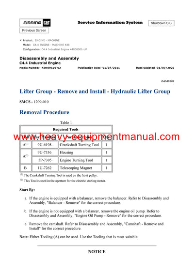 DOWNLOAD CATERPILLAR C4.4 ENGINE - MACHINE SERVICE REPAIR MANUAL 448