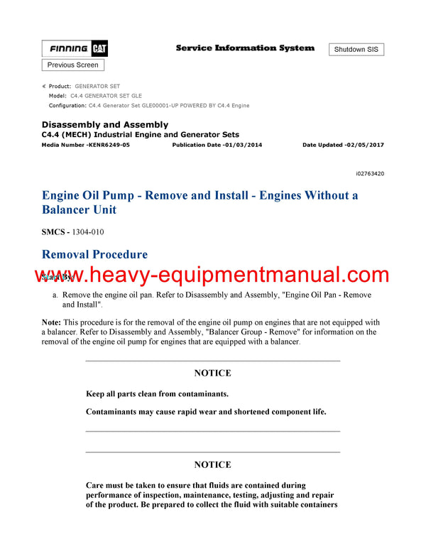 Download Caterpillar C4.4 GENERATOR SET Service Repair Manual GLE
