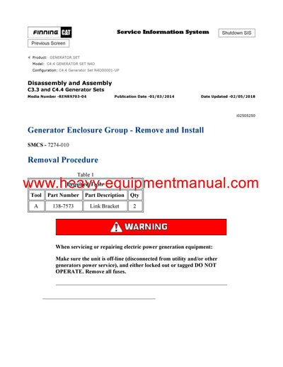 DOWNLOAD CATERPILLAR C4.4 GENERATOR SET SERVICE REPAIR MANUAL N4D