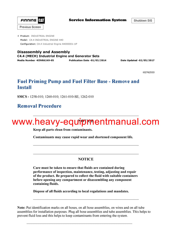 DOWNLOAD CATERPILLAR C4.4 INDUSTRIAL ENGINE SERVICE REPAIR MANUAL 440