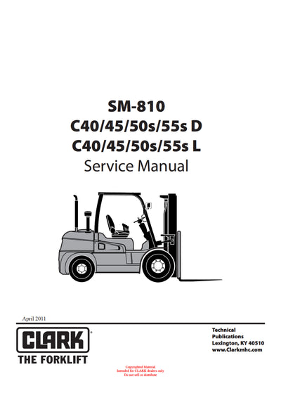 Clark C 40 45 50s 55s D L (SM-810) Forklift Service Repair Manual - PDF Download