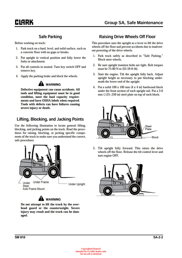 Clark C 40 45 50s 55s D L (SM-810) Forklift Service Repair Manual - PDF Download