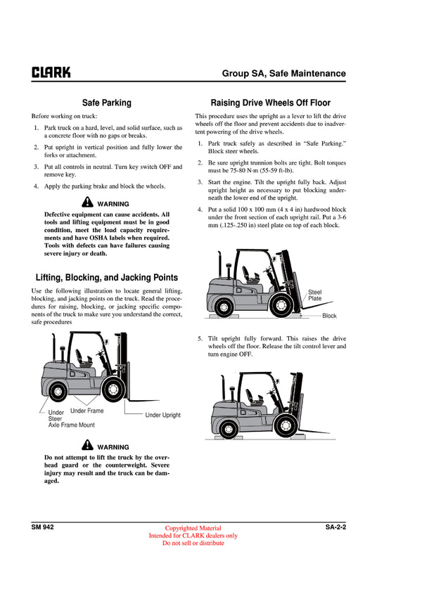 Clark C 40 45 50s 55s D L (SM-942) Forklift Service Repair Manual - PDF Download