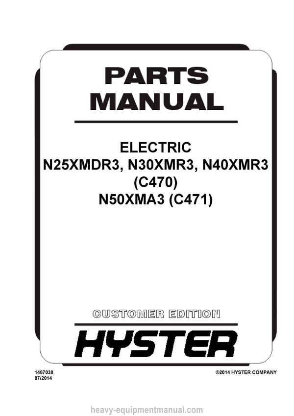 Hyster Forklift Truck Parts Manual - Download PDF