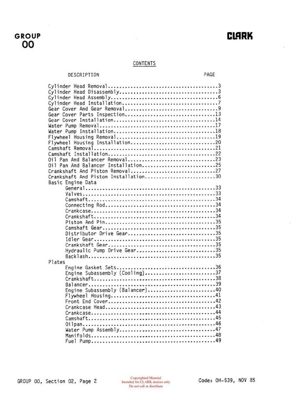 Clark C500 915 (OH-544) Forklift Overhaul Manual - PDF Download