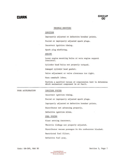 Clark C500 (OH-339) Forklift Overhaul Manual - PDF Download